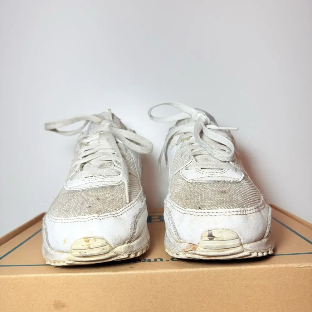Nike Air Max 90 Recraft Womens Size 9.5 Triple White Chunky Casual Sneakers